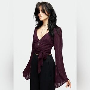 DISTURBIA Enola Bell Sleeve Co-ord Wrap Top